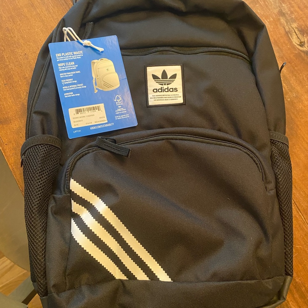 Brand new with tags Adidas National Backpack 2.0 with white stripes